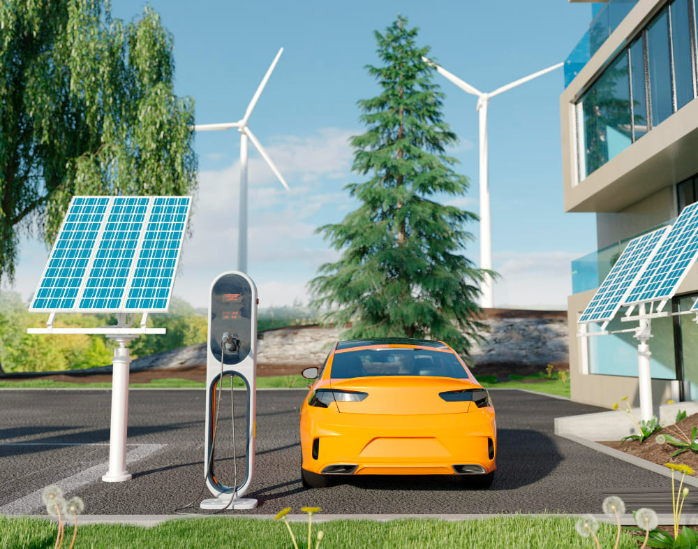 Ombrière photovoltaïque sur un parking de bâtiment public